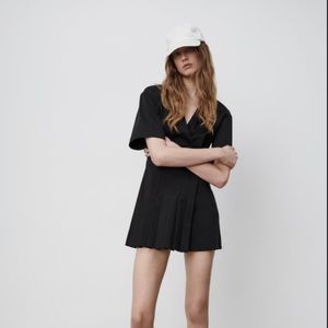 Zara Black Poplin Wrap Dress